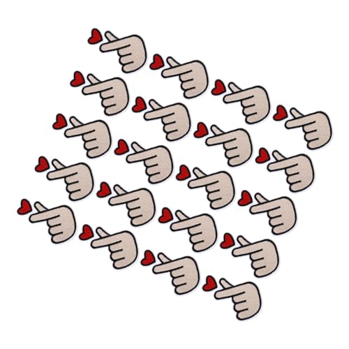POPETPOP 20Stücke Fingerherz Patches DIY Stickerei Accessoires für Kleidung Rucksäcke und Jeans Einzigartige Dekorative Flecken zum Aufnähen für Gestaltungen von POPETPOP