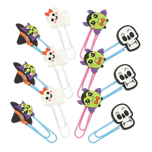 POPETPOP 20Stücke Halloween Büroklammern Wiederverwendbare Lesezeichen aus Geschenkfertig mit Hexen Vampiren Geistern und Skelette für Kreative Deko zu Halloween von POPETPOP