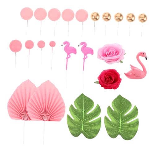 POPETPOP 23 Stück Hawaii-geburtstagstorte Topper Tropische Geburtstagsfeierdekorationen Kuchendeckel Für Den Strand Dekorationen Für Strandkuchen Schaum Rosa von POPETPOP