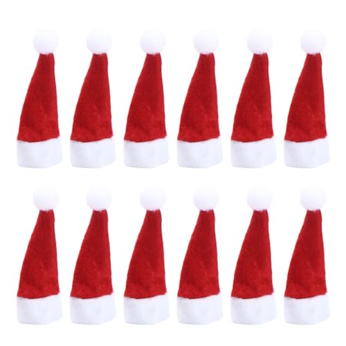 POPETPOP 24 Mini-weihnachtsmannmützen mit Klebepunkten: Flauschige Partyhüte aus Filz zum Basteln, für Kleine Tiere, Als Christbaumschmuck, Als Tischdekoration Und Als Gastgeschenk für Die von POPETPOP