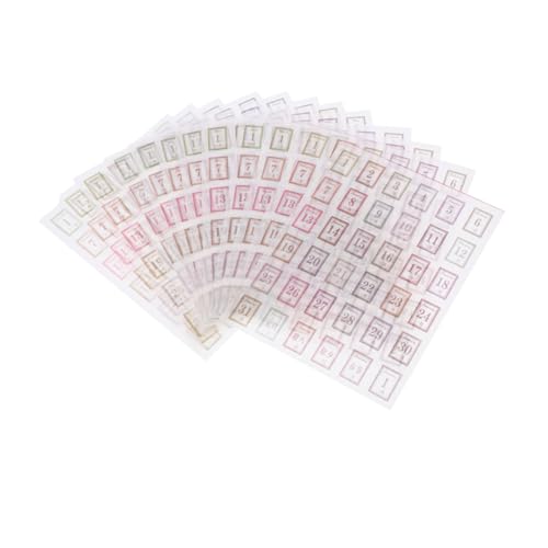 POPETPOP 24 Stück Tage Planer Sticker Selbstklebende Kalender Aufkleber mit Monats und Wochenübersicht Farbverlaufende Teilige Organizer Etiketten für Notizbuch Scrapbook und Journal von POPETPOP