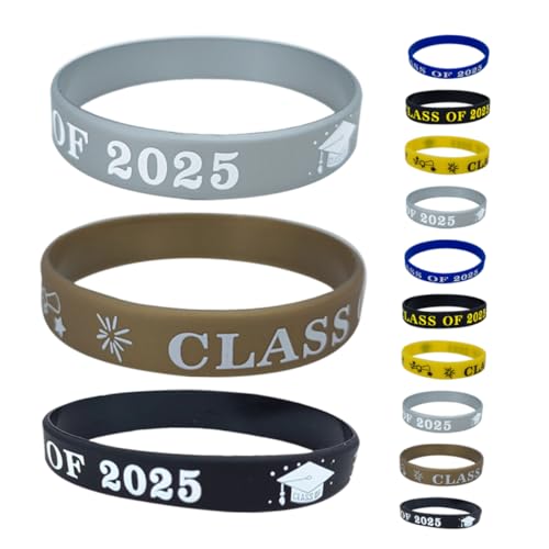 POPETPOP 24 Stück Teiliges Silikonarmband Class Of Graduation Feier Armbänder mit Inspirierendem Bunte Abschlussarmbänder für Highschool und College Party Bedeutungsvolle von POPETPOP