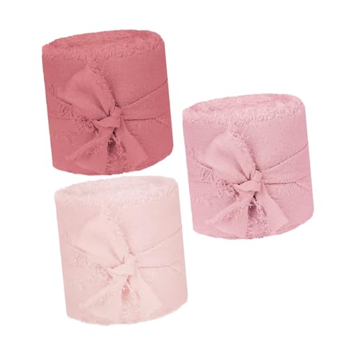POPETPOP 3 Rollen Chiffon Seidenbänder mit Ausgefransten Kanten Rosa Geschenkband für Hochzeitseinladungen Brautsträuße DIY Dekoration Luxuriöse Textur Festliche Bastelideen POPETPOP 3 Rollen Chiffon Seidenbänder mit Ausgefransten Kanten Rosa Geschenkband für Hochzeitseinladungen Brautsträuße DIY Dekoration Luxuriöse Textur Festliche Bastelideen von POPETPOP