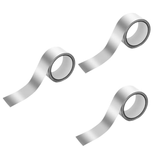 POPETPOP 3 Rollen Folienband leitfähig Fenster klebrig wickeln selbstklebendes Aluminiumband Klebeband aus Aluminiumfolie klebeband aus metall Metallband für Rohrleitungen Silber von POPETPOP