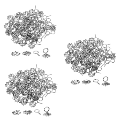 POPETPOP 3 Sätze Abstandsperlenkappen Schlüssel Herstellung Schmuck Armbandperlen Ösenschraubenhaken Vintage Perlenkappen lose Charm-Perlen lose Perle Legierung Silver von POPETPOP