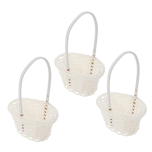 POPETPOP 3 Stück Blumen Aufbewahrungskörbe aus Rattan mit Henkel Geflochtene Dekokörbe im Landhausstil Vielseitige Aufbewahrung und Blumenarrangement für Hochzeit Party und von POPETPOP