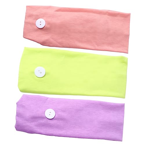 POPETPOP 3 Stück Buntes Stirnband Sport Haarband Mit Knopf Sport Stirnband Lauf Haarband von POPETPOP