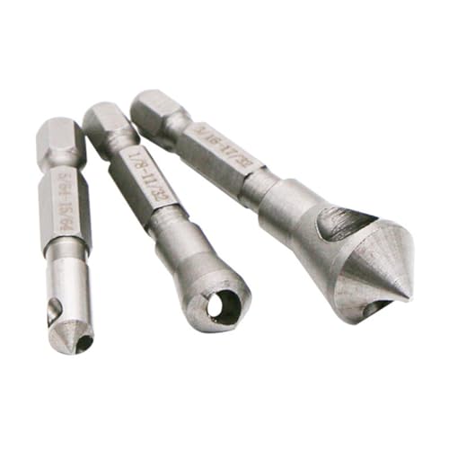 POPETPOP 3 Stück Fasenbohrer Für Die Holzbearbeitung Bohrer Senker Nut Metall Senkbohrer Bohrer Mit Senker Entgratwerkzeug Senkbohrer Stahl Silber von POPETPOP