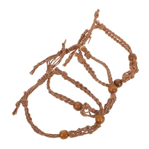 POPETPOP 3-teiliges Verstellbares Steinkäfig-armband: Leerer Kristallarmbandhalter – Geflochtenes Kristallkäfig-armband – Netzkordel Mit Natürlicher Holzperle Zur Schmuckherstellung Und von POPETPOP