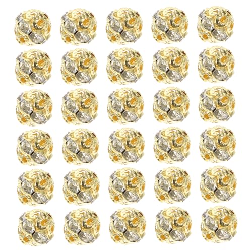 POPETPOP 30 Stück Goldene Kristall Spacer Perlen mit Glatter Oberfläche zum Auffädeln Langlebige DIY Schmuckperlen für Armbänder und Handwerksprojekte Geeignet für Schmuckherstellung und POPETPOP 30 Stück Goldene Kristall Spacer Perlen mit Glatter Oberfläche zum Auffädeln Langlebige DIY Schmuckperlen für Armbänder und Handwerksprojekte Geeignet für Schmuckherstellung und von POPETPOP