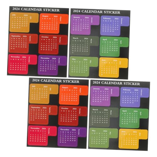 POPETPOP 4 Blätter Bunte Monats Index Aufkleber Selbstklebend Praktische Notizblock und Kalender Sticker Vielseitige Portable Planeretiketten für Büro Schule und DIY Terminplanung von POPETPOP