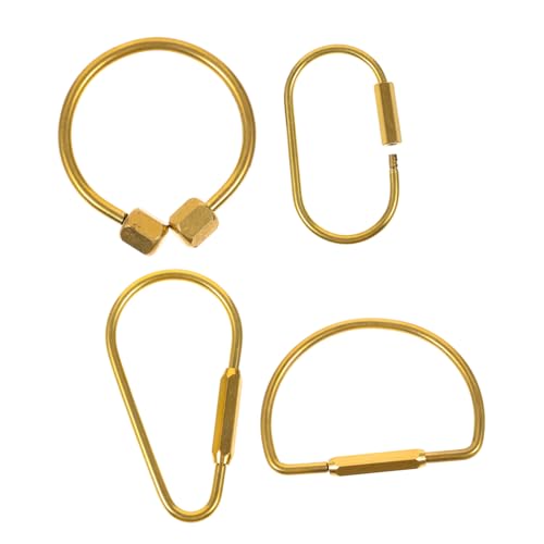 POPETPOP 4 STÜCKE Teiliges Schlüsselringe aus Reinem Messing Verschiedene Formen U D Rund Langlebig Rostfrei für DIY Schlüsselanhänger Taschenanhänger Zubehör und Schlüsselorganisation von POPETPOP