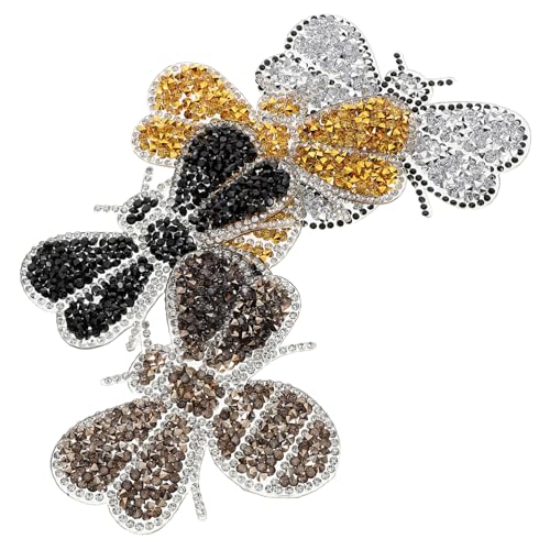 POPETPOP 4 Stück Bienen Strass Bügelflicken Glitzernde Patches für Kleidung Schuhe Taschen DIY Mode Akzent Langlebig in Gold Schwarz Silber POPETPOP 4 Stück Bienen Strass Bügelflicken Glitzernde Patches für Kleidung Schuhe Taschen DIY Mode Akzent Langlebig in Gold Schwarz Silber von POPETPOP