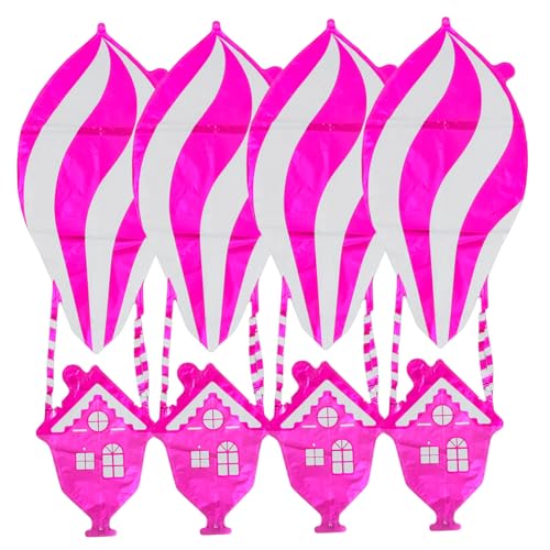 POPETPOP 4 Stück Heizballon Heißluftballon Für Party Heißluftballonfolie Heißluftballon-stütze Heißluftballons Aus Folie Geburtstagsfeierdekorationen Reise-party-ballons Rosy Aluminiumfolie von POPETPOP