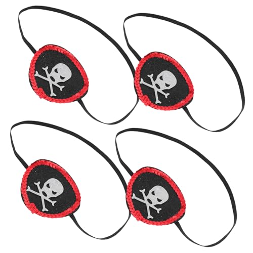 POPETPOP 4 Stück Piraten- Kostüm Augenklappe Lustige Augenklappe Augenmaske Kostüm Augenklappe Halloween Halloween-augenmaske Augenklappe Für Damen Auge Kostüm Black Pailletten von POPETPOP