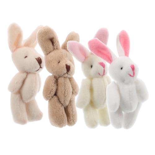 POPETPOP 4 Stück Plüsch-Joint-häschen-Puppen, Kleine Häschen-Ornamente, Plüsch-Hasen-Puppen-anhänger, Dekorative Mini-Hasen-Puppen, Schlüsselanhänger, Taschendekoration von POPETPOP