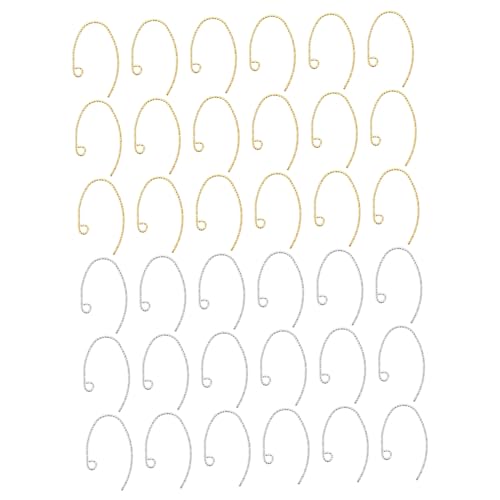 POPETPOP 40 Stück Teiliges DIY Ohrhaken aus Hochwertigem Kupfer Goldene und Silberne Ohrringhaken für Damen Rutschfest für Ohrring Selbermachen und Schmuckherstellung Zubehör von POPETPOP