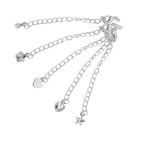 POPETPOP 5 Stück Silberne Karabinerverschluss Verlängerungsketten DIY Schmuck Zubehör für Halsketten und Armbänder Verschiedene Anhängerformen Wie Tropfen Herz Stern Langlebig und Einfach von POPETPOP