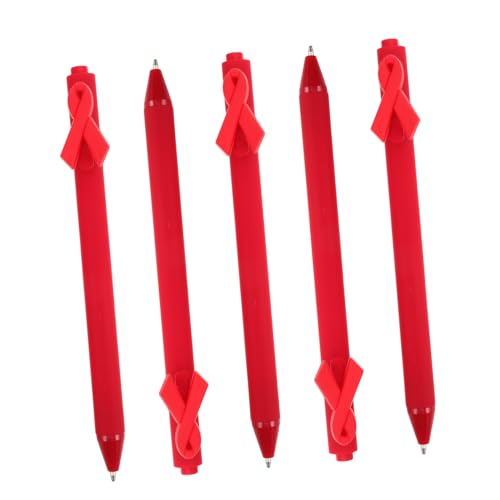 POPETPOP 5 Stück Teiliges Kunststoff Kugelschreiber in Schleifenform Glattes Schreiben Ergonomisch Roter Ballpoint Pen für Krebsunterstützung und Charity für Spendenaktionen und POPETPOP 5 Stück Teiliges Kunststoff Kugelschreiber in Schleifenform Glattes Schreiben Ergonomisch Roter Ballpoint Pen für Krebsunterstützung und Charity für Spendenaktionen und von POPETPOP