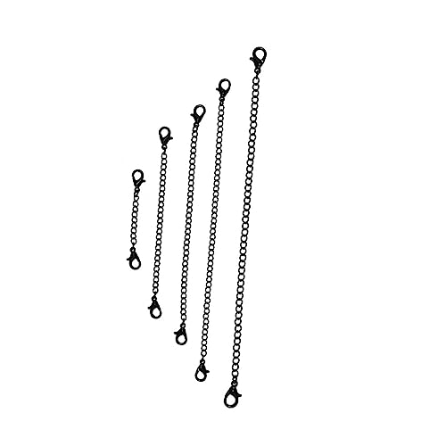POPETPOP 5 Stück Teiliges Verlängerungsketten mit Robustem Karabinerverschluss Vielseitig für Halsketten Armbänder Schwarz Verschiedene Längen für Schmuck DIY und Anpassung von POPETPOP