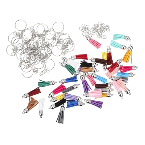 POPETPOP 50 Sätze Quasten Schlüsselanhänger Langlebige Pu tassel DIY Anhänger Modische Handgemachte Schlüsselringe und Taschenanhänger für Basteln Dekoration von Taschen und Autos von POPETPOP