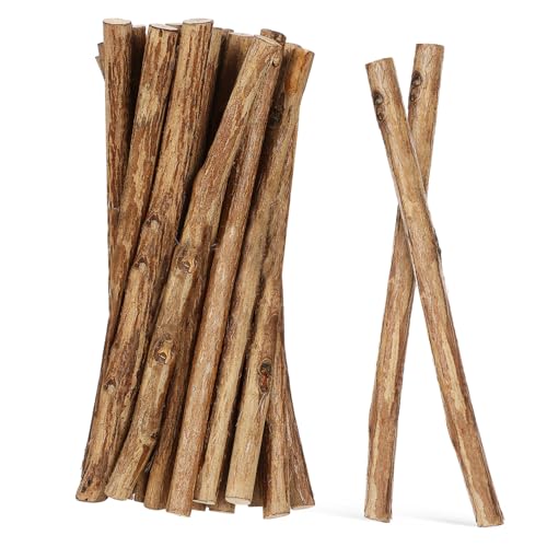 POPETPOP 50 Stück Naturholz Rundstäbe Durchmesser Bastelstäbchen für DIY Handwerk Dekorationen Rustikaler Stil mit Glatten Schnitten und Rindenschicht von POPETPOP