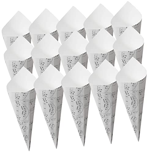 POPETPOP 50 Stück Papier Blütenkelche mit Notenmuster Kleine Blumenhalter aus Kraftpapier für Hochzeitsparty Zarte Rosenblatt Tütchen Dekorative Papierblumen Bouquet Verpackung von POPETPOP
