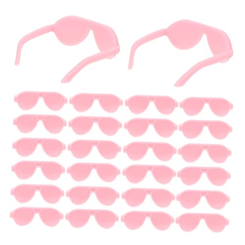 POPETPOP 50 Stück Puppenbrille Mini-Puppen Zubehör Miniatur Mädchen Entzückende Mini-Sonnenbrille Mini-Brille -Brillen-Requisiten Winzige Brille Spielzeugglas Bastelbrille Plastik Rosa von POPETPOP