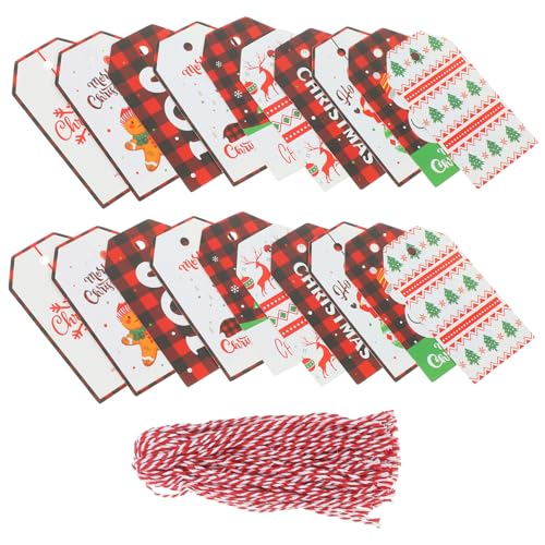 POPETPOP 50 Stück Teiliges Weihnachtsanhänger aus Papier mit Band Festliche Geschenkanhänger für Geschenkverpackung Weihnachtliche Dekoration mit Niedlichen Motiven Beschreibbare Etiketten von POPETPOP