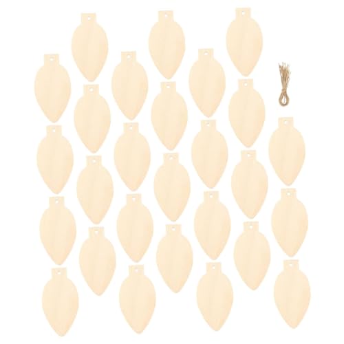 POPETPOP 50 Stück Weihnachts Holzscheiben Lampenform Unbemalt Glatte Oberfläche Vielseitig als DIY Deko für Christbaum Wand Tür und Fenster für Basteln und Weihnachtsbaumdeko von POPETPOP
