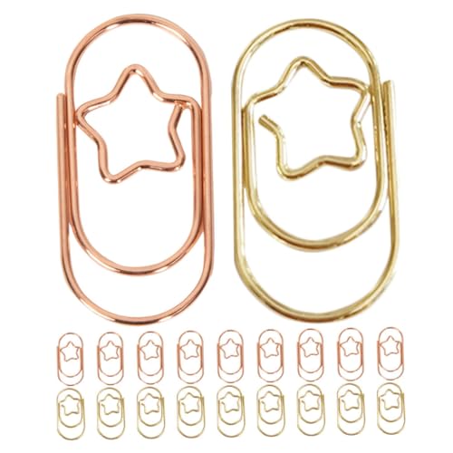 POPETPOP 50Stücke Mini Büroklammern Sternform Rutschfeste Metallklammern für Effektive Büroorganisation Goldene und Roségoldene Clips für Dokumente und Lesezeichen von POPETPOP