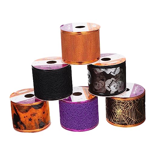 POPETPOP 6 Rollen Teiliges Halloween Dekoband Bedrucktes Geschenkband für Kränze Schleifen DIY Basteln Formbeständig Vielseitig für Partydekoration und Blumensträuße POPETPOP 6 Rollen Teiliges Halloween Dekoband Bedrucktes Geschenkband für Kränze Schleifen DIY Basteln Formbeständig Vielseitig für Partydekoration und Blumensträuße von POPETPOP