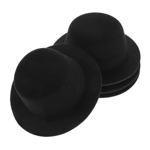 POPETPOP 6 Stück Teiliges Kleine Filz Puppenhüte Schwarz Mini Krempe Kreative DIY Handarbeitsmützen für Puppenfotografie und Kostümzubehör von POPETPOP