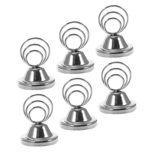 POPETPOP 6 Stück Teiliges Mini Tischkartenhalter Hochzeit Silber mit Rundlöchern Vielseitig für Platzkarten Tischnummern Fotos und Notizen Kompakt und für Hochzeitsfeier Restaurant von POPETPOP
