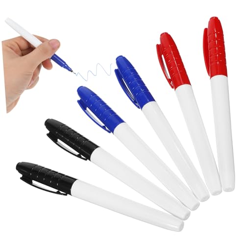 POPETPOP 6 Stück Whiteboard Marker Spitze Abwischbar Wasserbasiert Wiederverwendbar für Büro Schule Zuhause Blau Schwarz Rot von POPETPOP