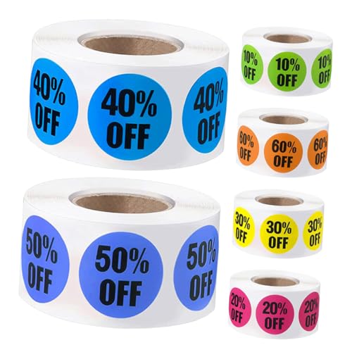 POPETPOP 6Rollen Rabattaufkleber Selbstklebende Etiketten für Einzelhandel Einfach Anzubringen Leuchtende Vielseitig Einsetzbar POPETPOP 6Rollen Rabattaufkleber Selbstklebende Etiketten für Einzelhandel Einfach Anzubringen Leuchtende Vielseitig Einsetzbar von POPETPOP