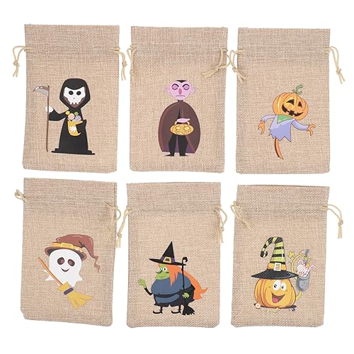POPETPOP 6Stücke Halloween Geschenktüten Kordelzug Wiederverwendbare Trick oder Treat Taschen für Partys Süßigkeiten und Kleine von POPETPOP