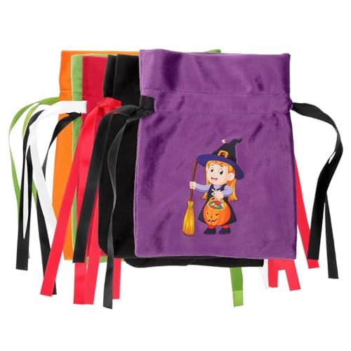 POPETPOP 6Stücke Halloween Geschenktüten mit Kordelzug Praktische Snacktaschen für Süßigkeiten und Partygeschenke für Halloween Feiern und Mottopartys von POPETPOP