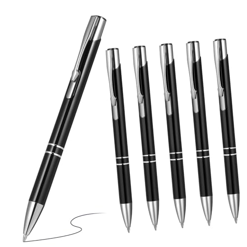 POPETPOP 6Stücke Metall Kugelschreiber mit Feiner Spitze Ergonomisches Schreibwaren für Schule und Büro Einziehbar Schwarz POPETPOP 6Stücke Metall Kugelschreiber mit Feiner Spitze Ergonomisches Schreibwaren für Schule und Büro Einziehbar Schwarz von POPETPOP
