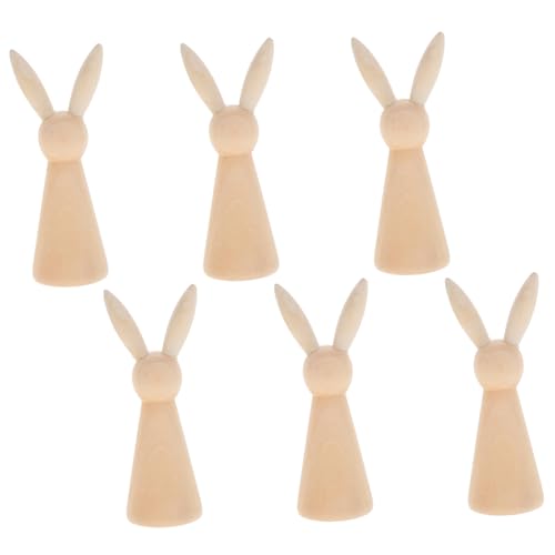 POPETPOP 6stücke Unlackierte Holzhasen DIY Bastelpuppen Für Ostern Unbemalte Holzfiguren Zur Dekoration Für Kreative Projekte Und Festliche Anlässe von POPETPOP