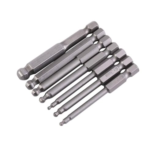 POPETPOP 7 Stück Teiliges Kugelkopf Schraubendreher Bit Set aus Stahl Sechskant Magnetische Bits für Elektroschrauber Präzise Langlebige Innensechskantbits POPETPOP 7 Stück Teiliges Kugelkopf Schraubendreher Bit Set aus Stahl Sechskant Magnetische Bits für Elektroschrauber Präzise Langlebige Innensechskantbits von POPETPOP