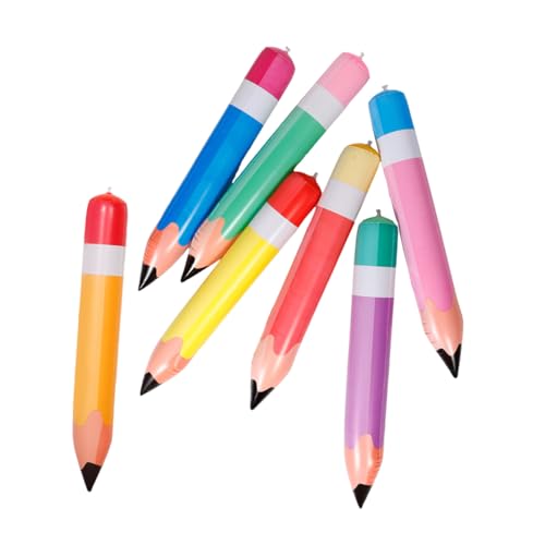 POPETPOP 7 Stück Teiliges PVC Aufblasbares Bleistift Bunte Schulanfangsdeko Sichere Leichte Klassenzimmer Partydekoration für Geburtstag und Unterricht Design von POPETPOP