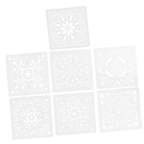 POPETPOP 7 Teilige Wandmalerei Vorlage Zarte Malschablonen DIY Schablonen Zarte Schablonen Tragbare Mandala Schablonen Dekorative Mandala Vorlagen Kleine Mandala Schablonen Weißes von POPETPOP