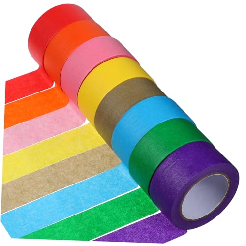 POPETPOP 8 Rollen 8-farbiges Papierband breit Etikett bunt Maskierung klebeband lampenschirm Künstlerband für Aquarellpapier Zeichenband Abdeckpapier farbiges Band von POPETPOP