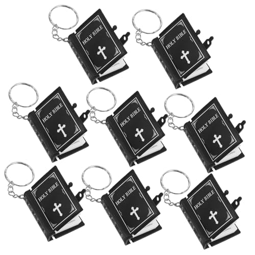 POPETPOP 8 Stück Mini Bibel Schlüsselanhänger Bibel Anhänger Bibel Schlüsselring Religiöser Bibel Schlüsselanhänger Bibel Schlüsselanhänger Kleine Bibel Mini Buch Schlüsselanhänger von POPETPOP