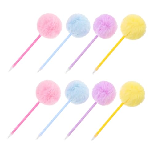 POPETPOP 8 Stück Teiliges Flauschiger Kugelschreiber mit Pompon Farbenfrohe Schreibstifte für Glattes Schreiben Kreatives Schulzubehör für Notizen und Zeichnungen von POPETPOP