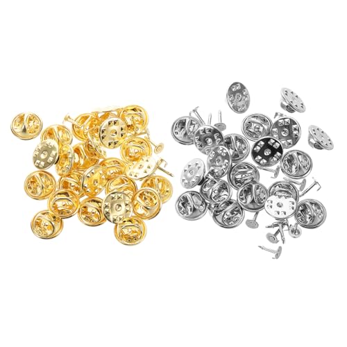 POPETPOP 80 Satz Teiliges Langlebige Schmetterlings Kupplungen für Anstecknadeln Ersatz für Krawattennadeln Vielseitig für Schmuck und Bastelprojekte Gold und Silberfarbene Pin Rückseiten von POPETPOP