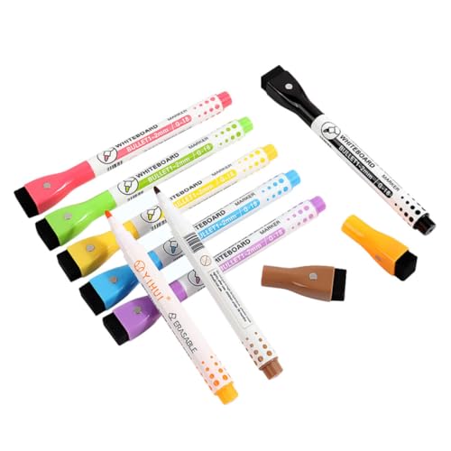 POPETPOP 8Stücke Magnetische Whiteboard Stifte Abwischbare Marker für Schule Büro und Zuhause mit Leuchtenden und Praktischer Anbringung für Kreatives Schreiben von POPETPOP
