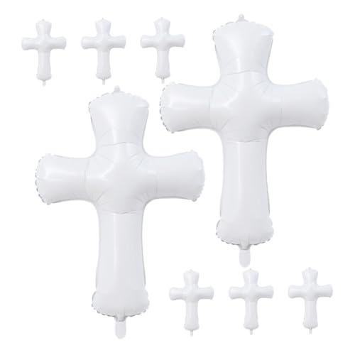 POPETPOP 8Stücke Taufballons aus Aluminiumfolie Weiße Folienballons für Babypartys Taufdekoration Kreative Party Accessoires für Unvergessliche Erinnerungen von POPETPOP