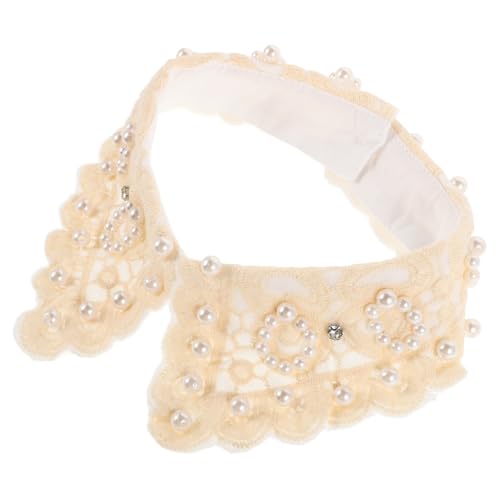 POPETPOP Abnehmbarer Rüschenkragen mit Perlenbesatz Vintage Spitzenkragen Einsatz für Damen Vielseitiger Fake Collar Einsatz für Blusen Pullover Retro Mode POPETPOP Abnehmbarer Rüschenkragen mit Perlenbesatz Vintage Spitzenkragen Einsatz für Damen Vielseitiger Fake Collar Einsatz für Blusen Pullover Retro Mode von POPETPOP